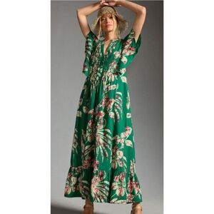 Maeve Anthropologie The Cassandra Maxi Dress Green